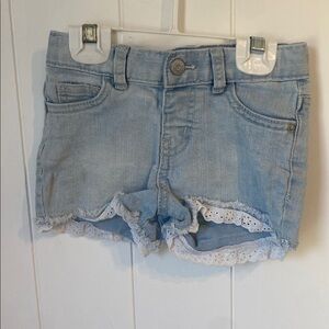 Cat & Jack Light Blue Denim Shorts with White Lace Trim